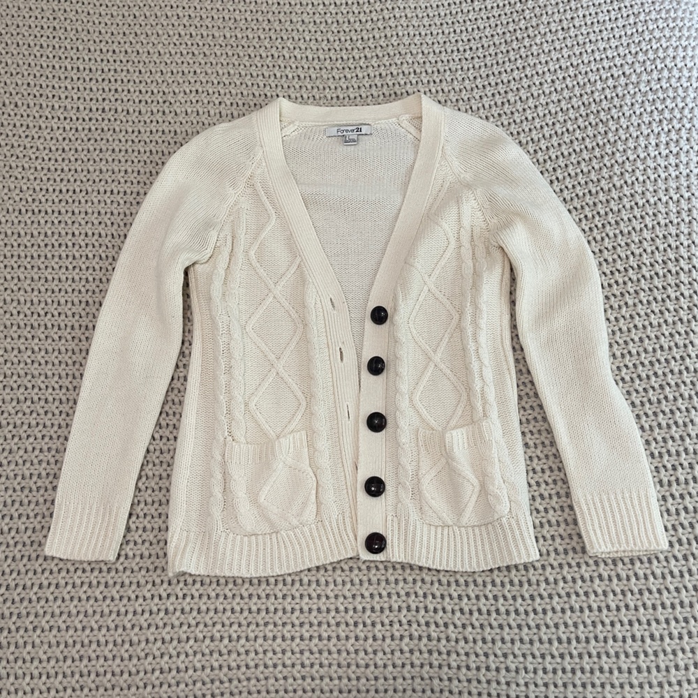 Cream Cable Knit Cardigan